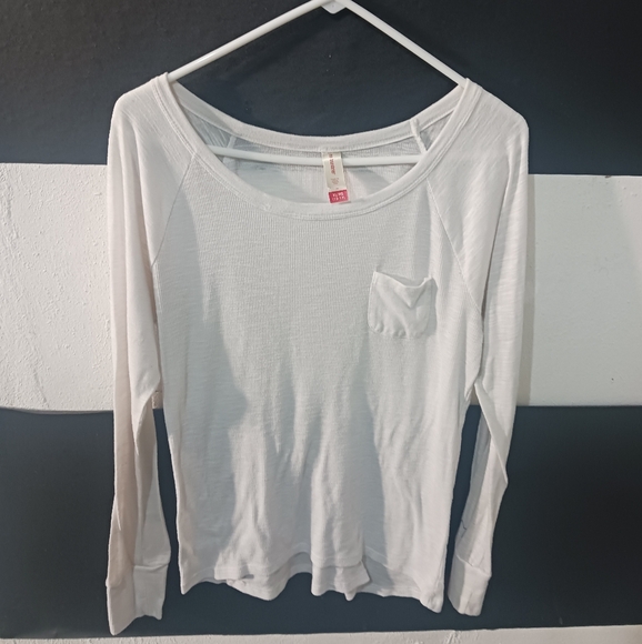 No Boundaries Tops - No Boundaries Women Pocket Basic Long Sleeve Shirt